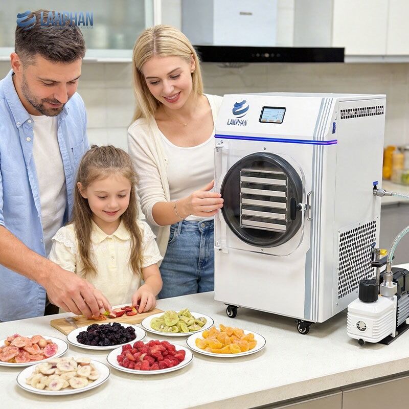 Μικρού μεγέθους ανοξείδωτο στεγνωτήριο κατάψυξης 5 δίσκων με αντλία λαδιού για καραμέλες και τρόφιμα